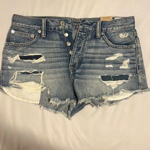 American eagle button fly distressed shorts